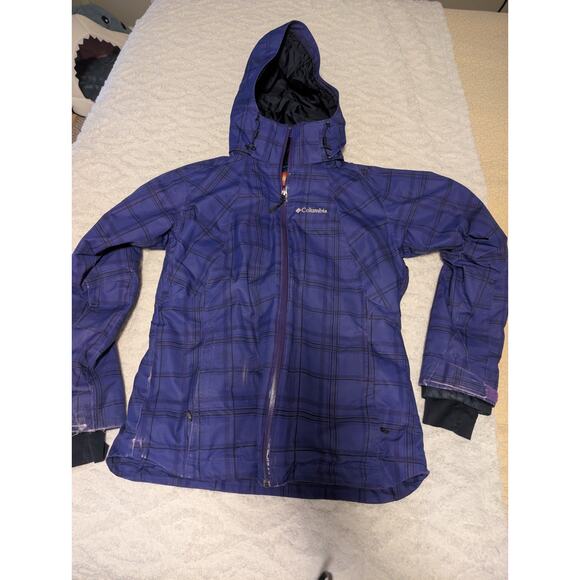 Columbia Interchange Omni-Shield Women’s Medium Hooded Jacket Purple Plaid - Picture 3 of 10